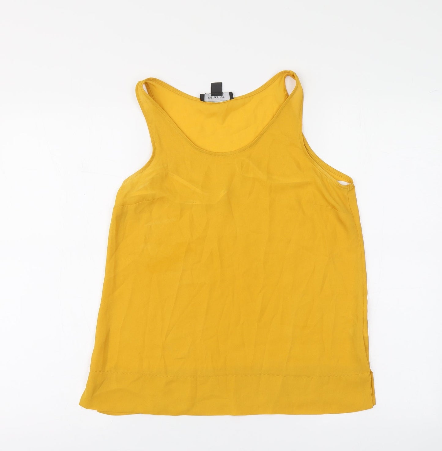 Primark Womens Yellow Polyester Basic Blouse Size 6 Round Neck