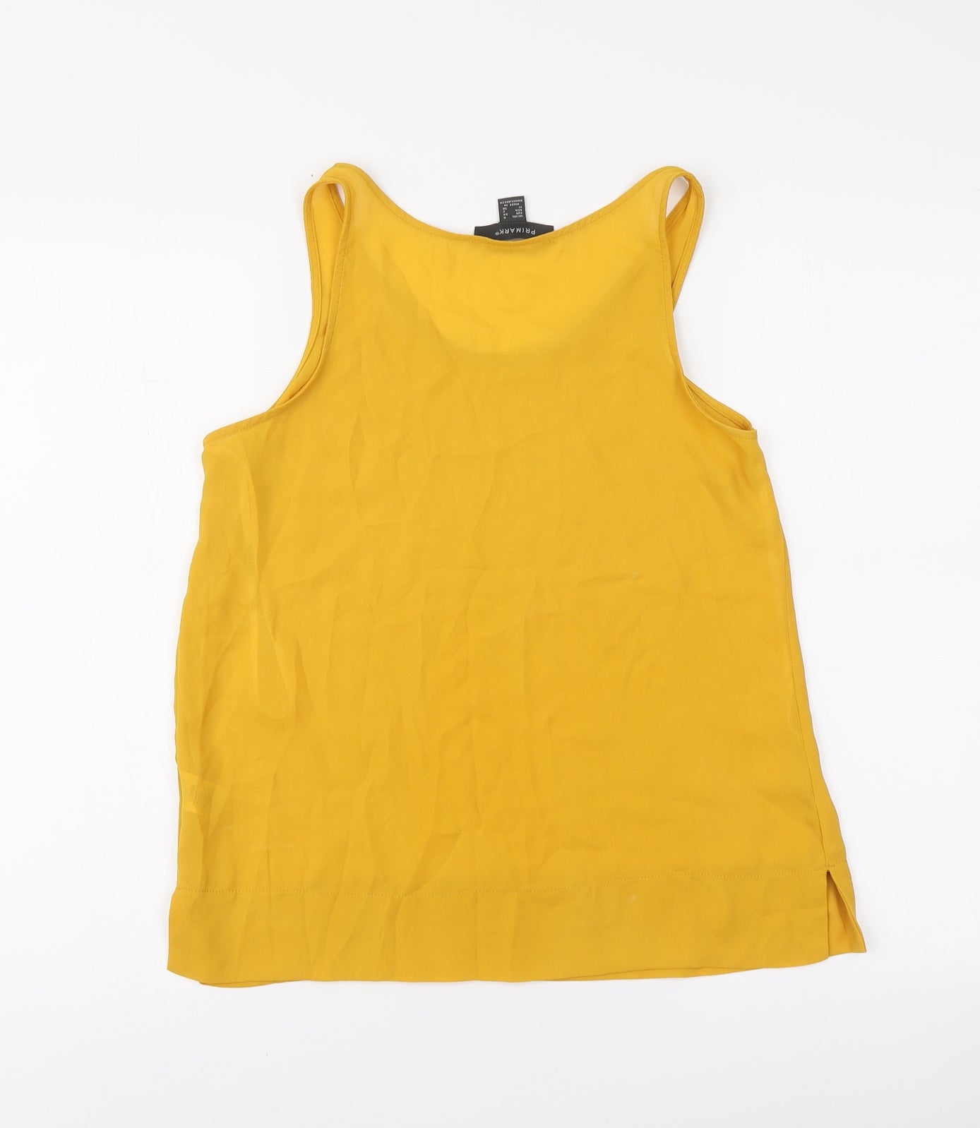 Primark Womens Yellow Polyester Basic Blouse Size 6 Round Neck