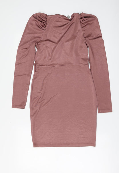 ASOS Womens Pink Polyester A-Line Size 8 Square Neck
