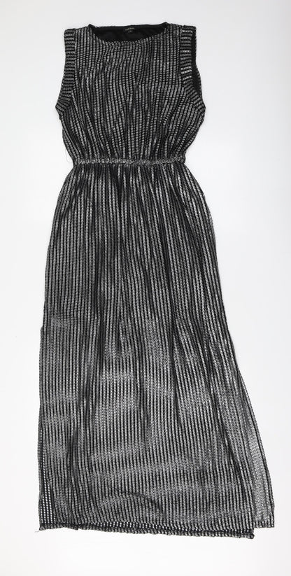 River Island Womens Silver Polyester Maxi Size 10 Round Neck