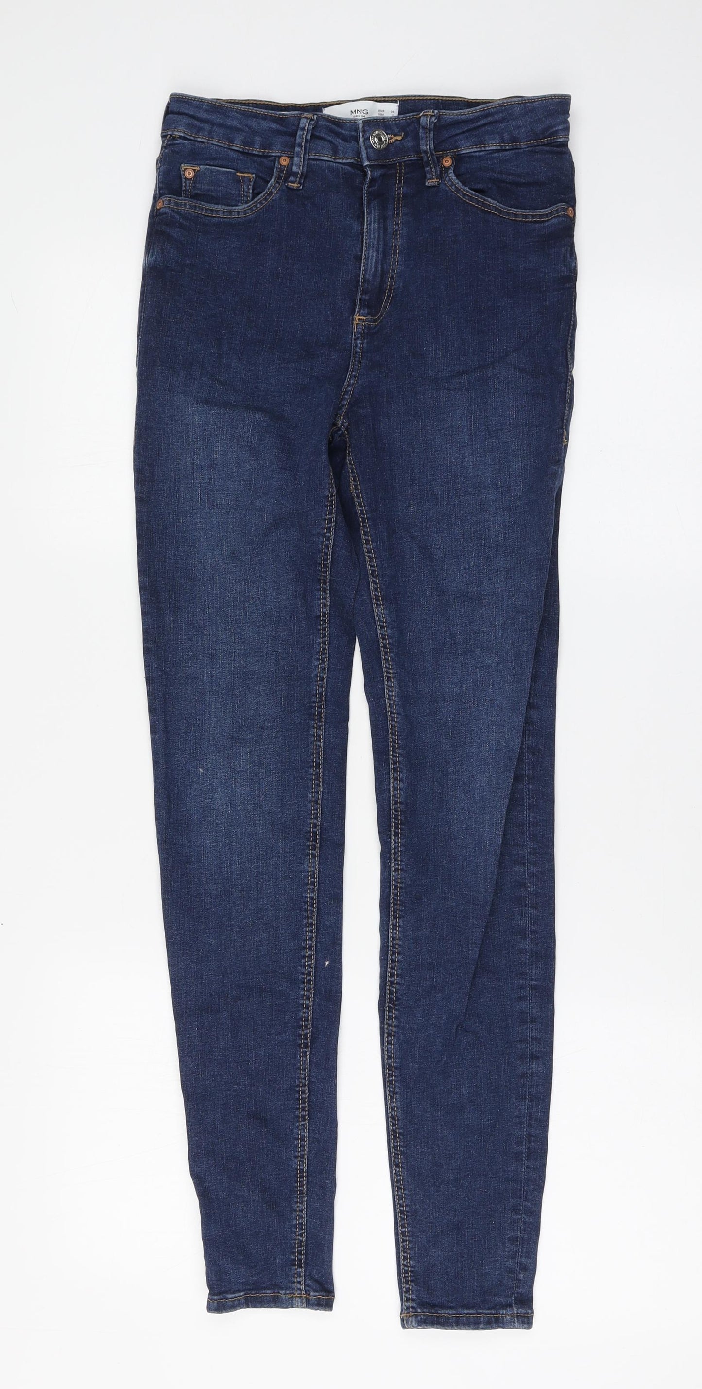 Mango Womens Blue Cotton Skinny Jeans Size 34 L29 in Regular