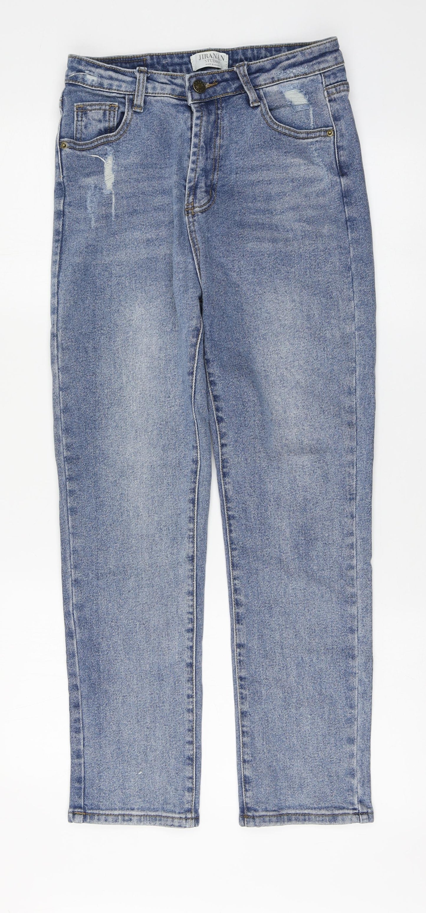 Jiranan Studio Womens Blue Cotton Straight Jeans Size L L26 in Regular