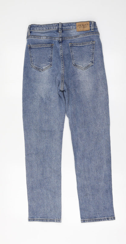 Jiranan Studio Womens Blue Cotton Straight Jeans Size L L26 in Regular