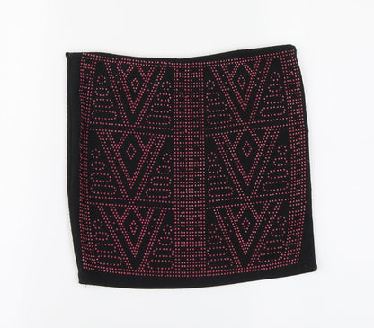 Club Womens Black Geometric Polyester Mini Skirt Size 10