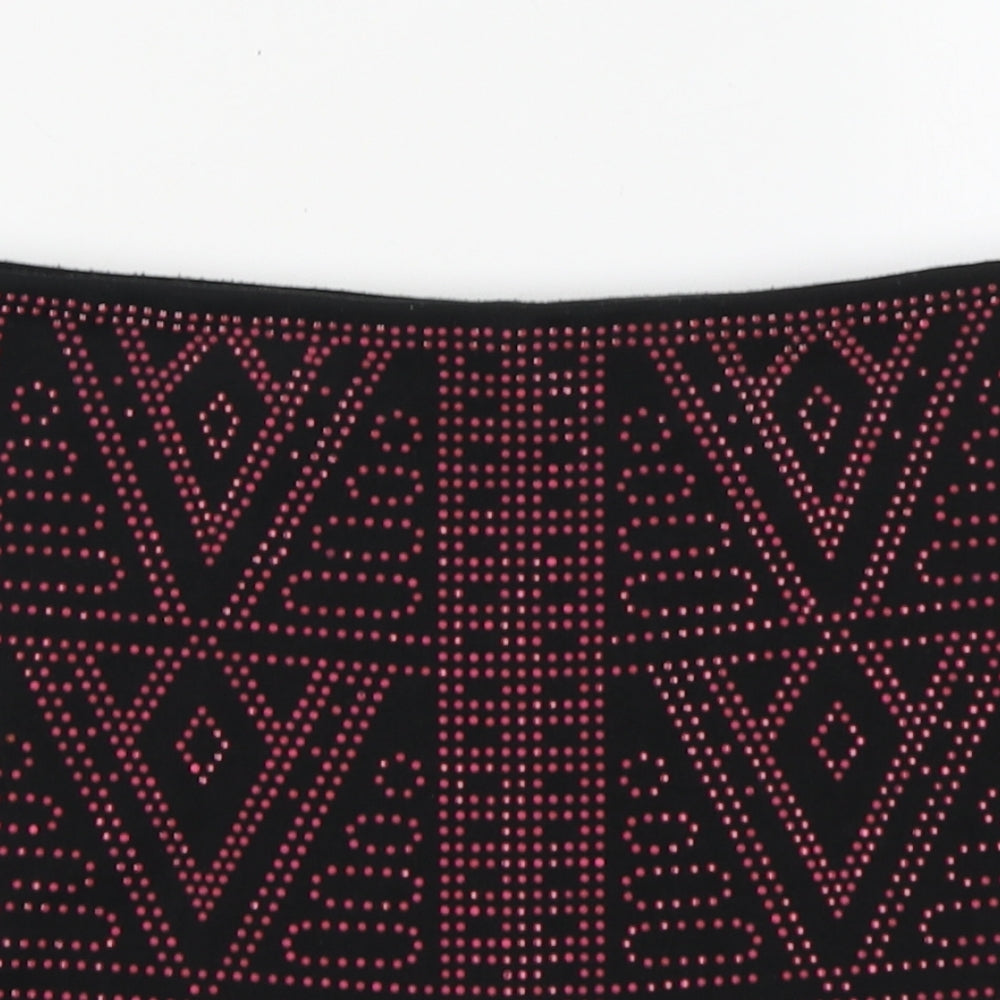 Club Womens Black Geometric Polyester Mini Skirt Size 10