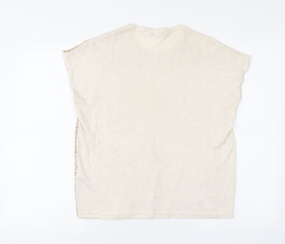 Womens UK Size 10 Warehouse Beige Basic Blouse