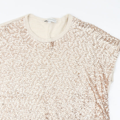 Womens UK Size 10 Warehouse Beige Basic Blouse