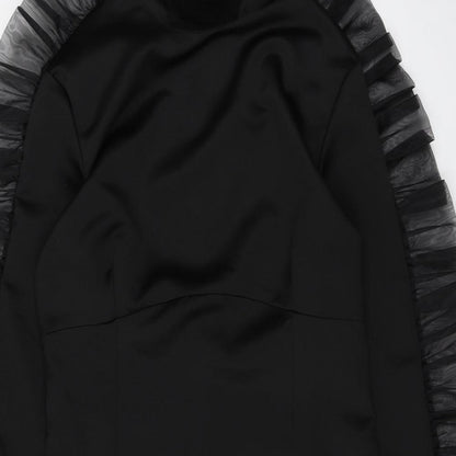 Boohoo Womens Black Polyester A-Line Size 10 High Neck