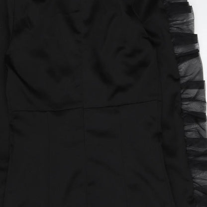 Boohoo Womens Black Polyester A-Line Size 10 High Neck