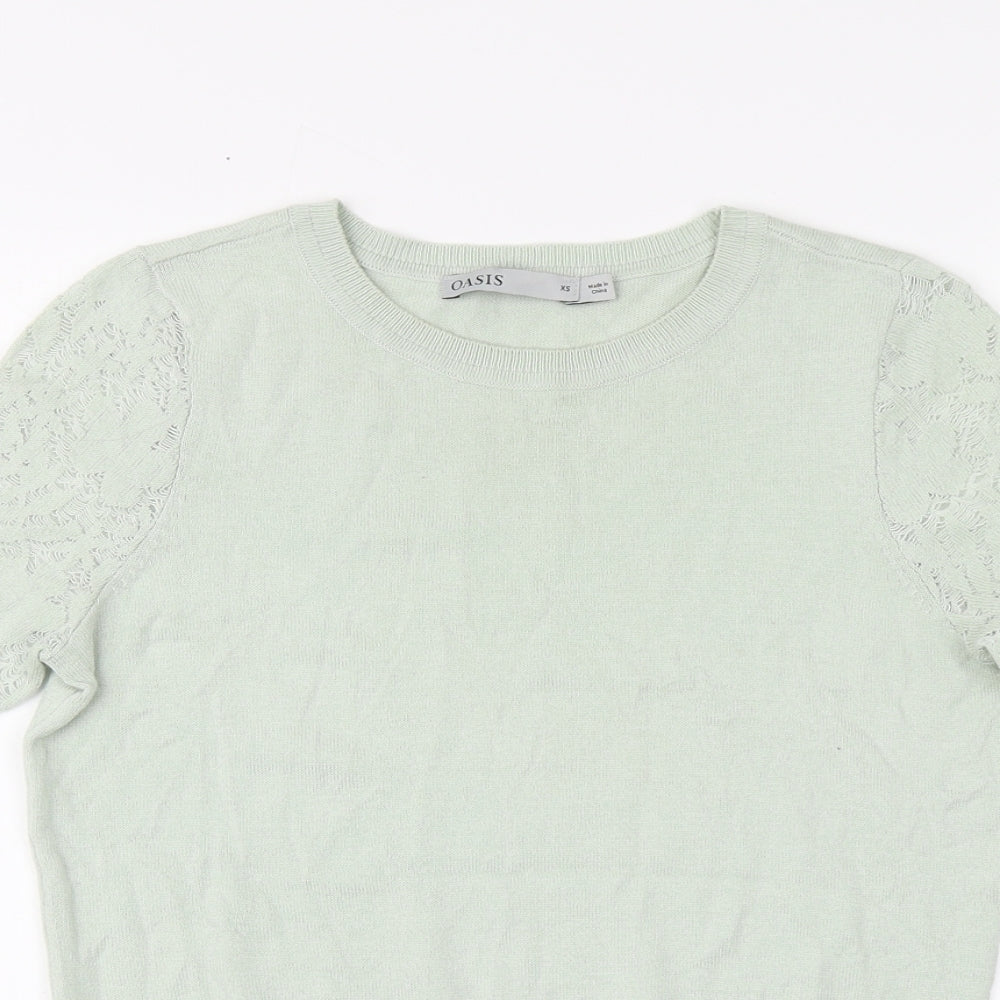 Womens UK Size XS Oasis Green Pullover Jumper