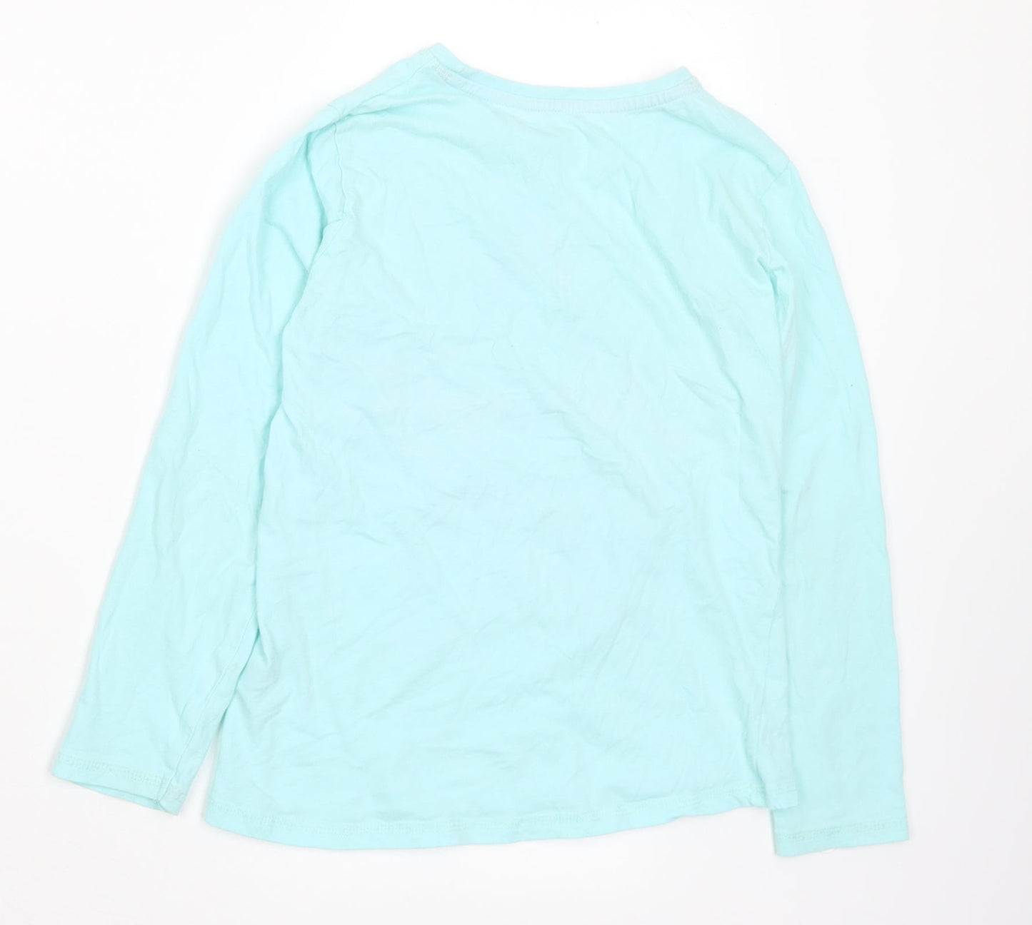 Dunnes Stores Girls Blue Cotton Basic T-Shirt Size 9-10 Years Crew Neck - Shine Bright
