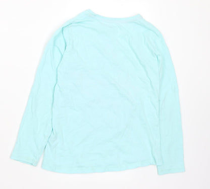 Dunnes Stores Girls Blue Cotton Basic T-Shirt Size 9-10 Years Crew Neck - Shine Bright