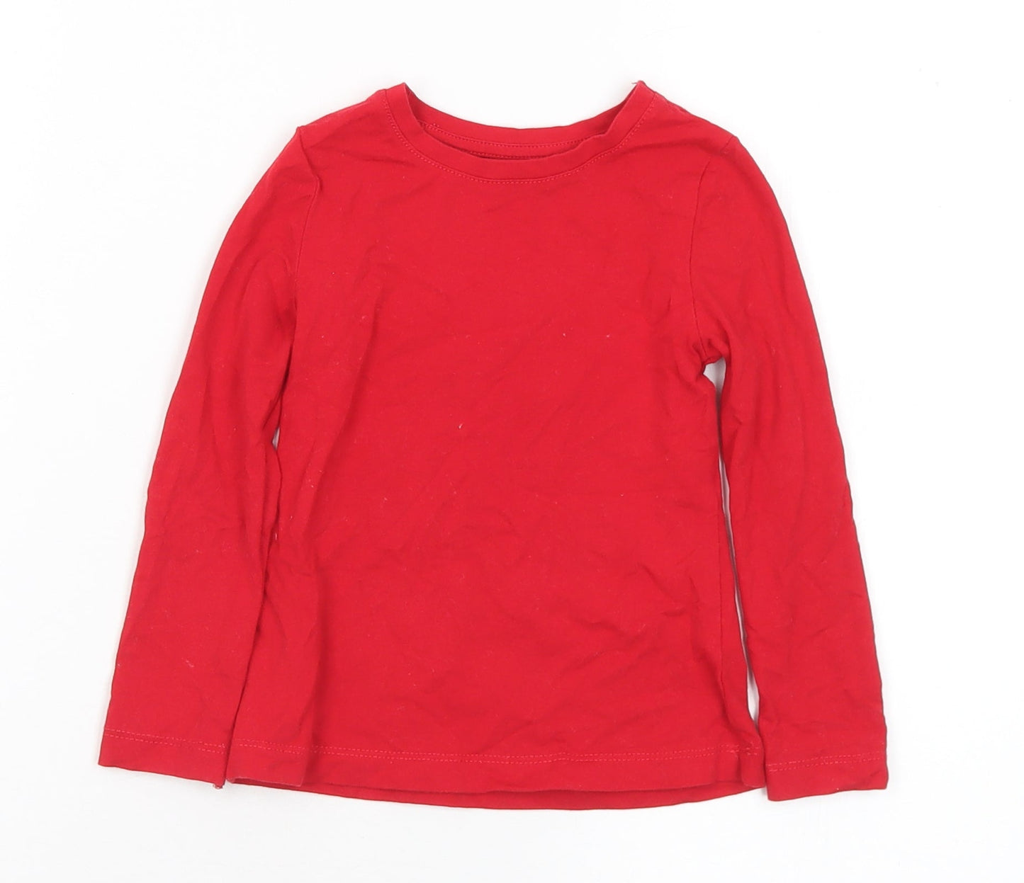 Dunnes Stores Girls Red Cotton Basic T-Shirt Size 2-3 Years Round Neck