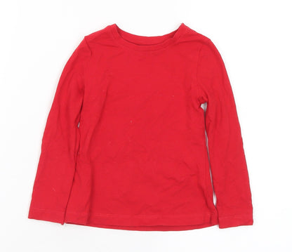 Dunnes Stores Girls Red Cotton Basic T-Shirt Size 2-3 Years Round Neck