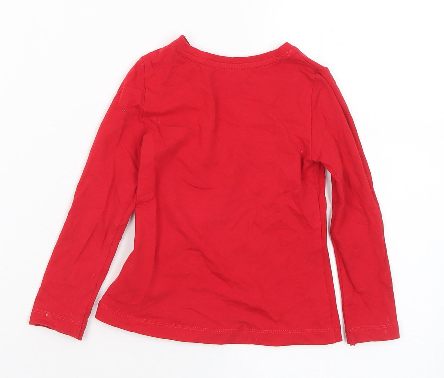Dunnes Stores Girls Red Cotton Basic T-Shirt Size 2-3 Years Round Neck