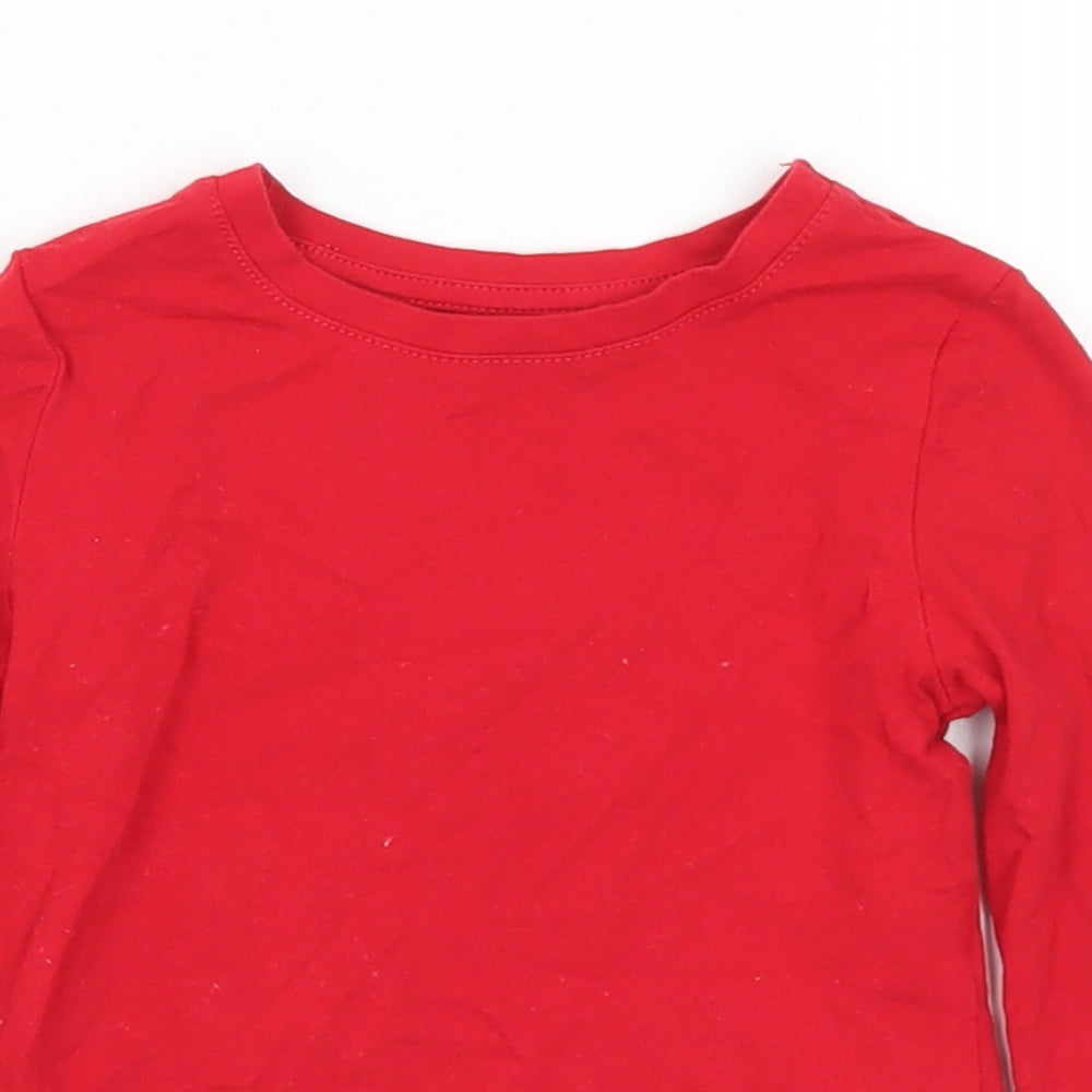 Dunnes Stores Girls Red Cotton Basic T-Shirt Size 2-3 Years Round Neck