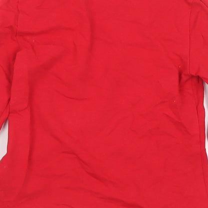 Dunnes Stores Girls Red Cotton Basic T-Shirt Size 2-3 Years Round Neck