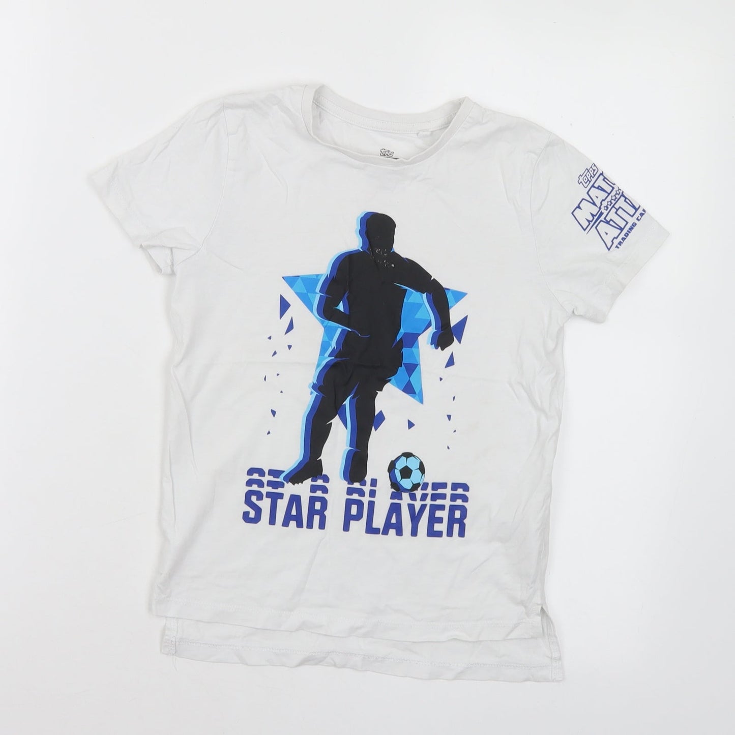 Primark Boys White Cotton Basic T-Shirt Size 5-6 Years Crew Neck - Football