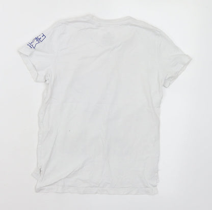 Primark Boys White Cotton Basic T-Shirt Size 5-6 Years Crew Neck - Football