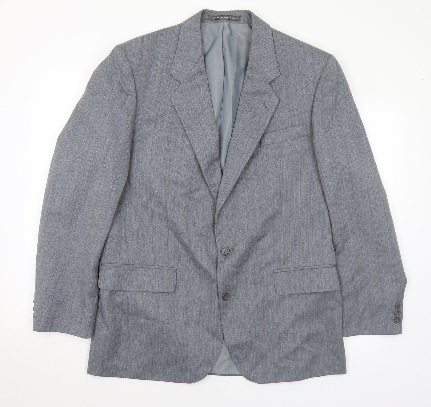 Mens UK Size 42 Pinstripe Regular Grey Suit Jacket