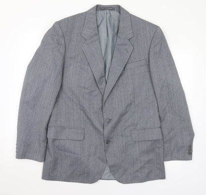 Mens UK Size 42 Pinstripe Regular Grey Suit Jacket