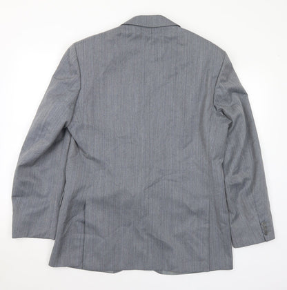 Mens UK Size 42 Pinstripe Regular Grey Suit Jacket