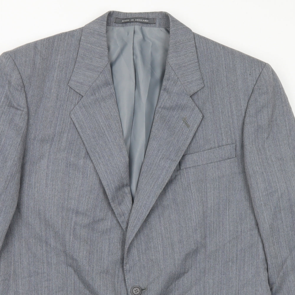 Mens UK Size 42 Pinstripe Regular Grey Suit Jacket