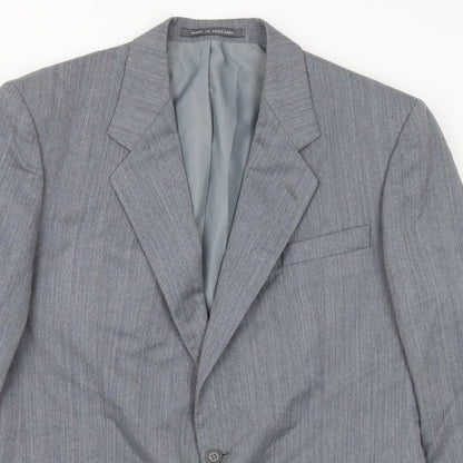 Mens UK Size 42 Pinstripe Regular Grey Suit Jacket