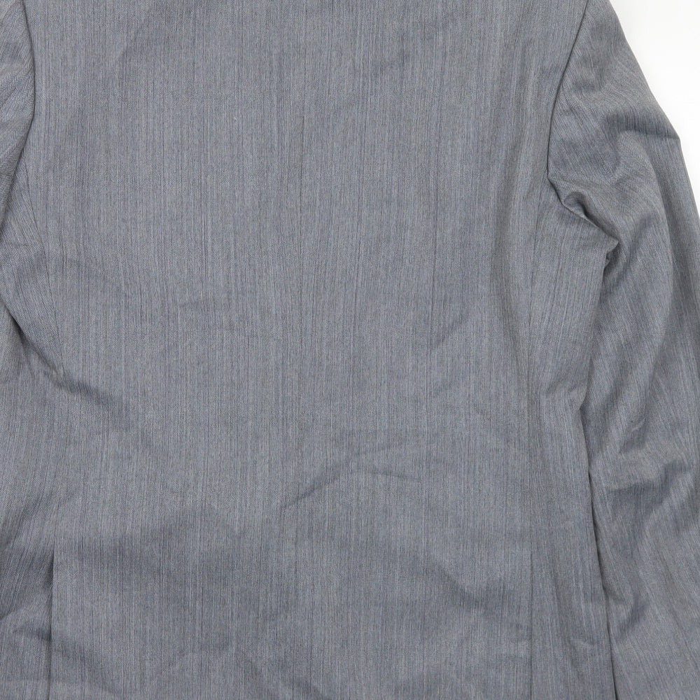Mens UK Size 42 Pinstripe Regular Grey Suit Jacket