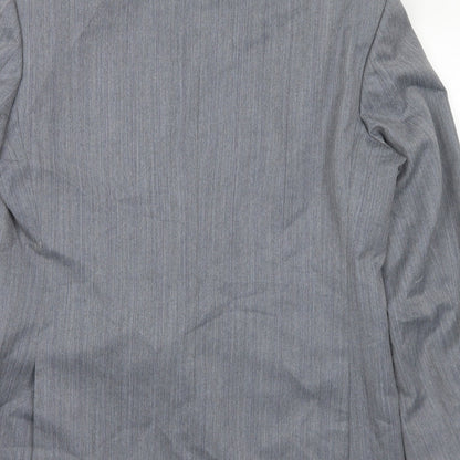 Mens UK Size 42 Pinstripe Regular Grey Suit Jacket