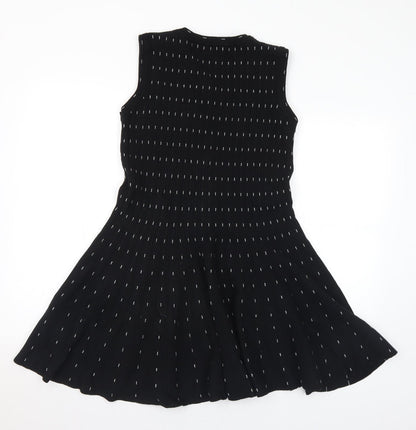 Lavand Womens Black Geometric Acrylic Jumper Dress Size S Scoop Neck