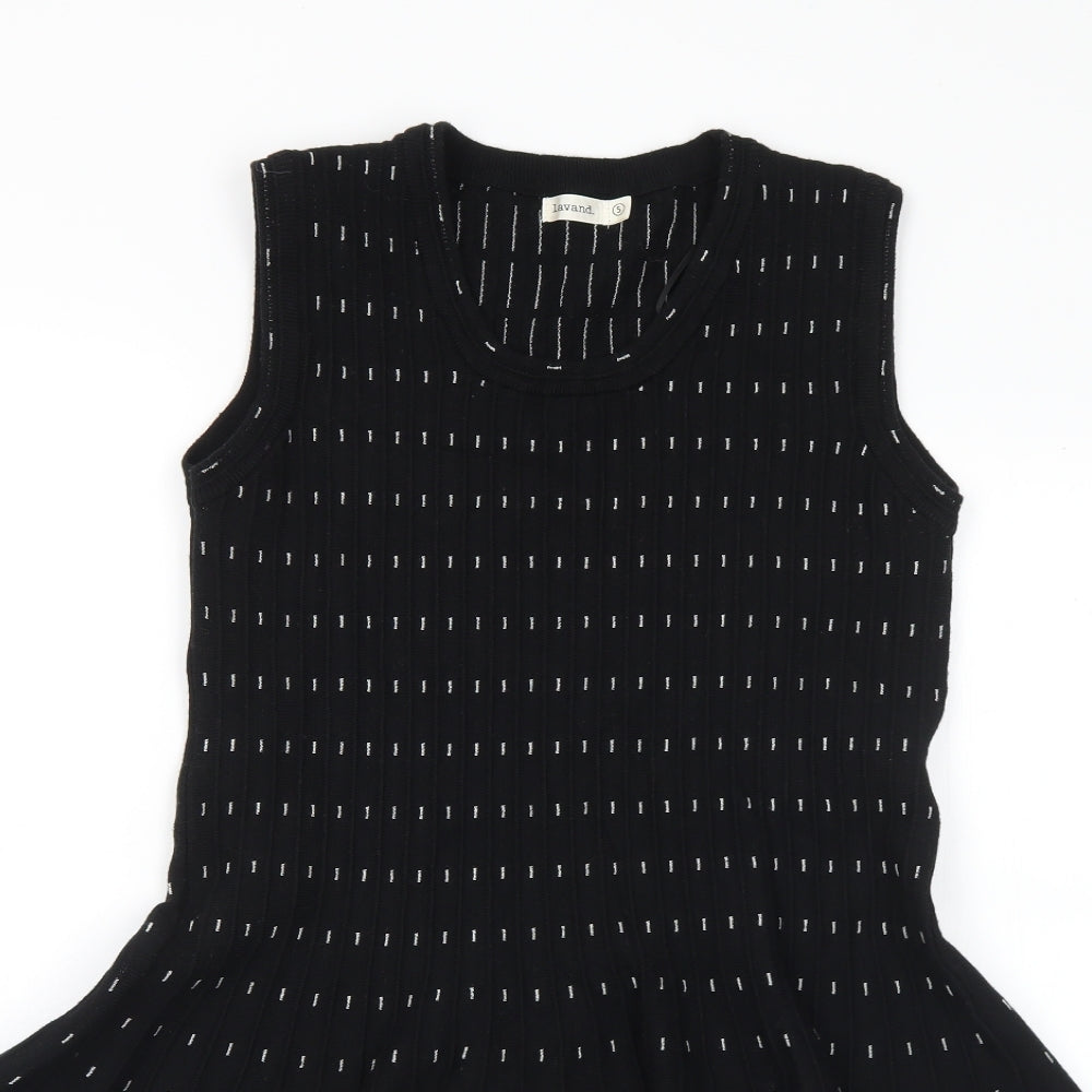 Lavand Womens Black Geometric Acrylic Jumper Dress Size S Scoop Neck