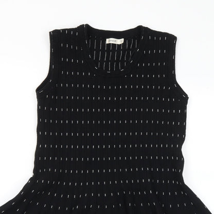 Lavand Womens Black Geometric Acrylic Jumper Dress Size S Scoop Neck