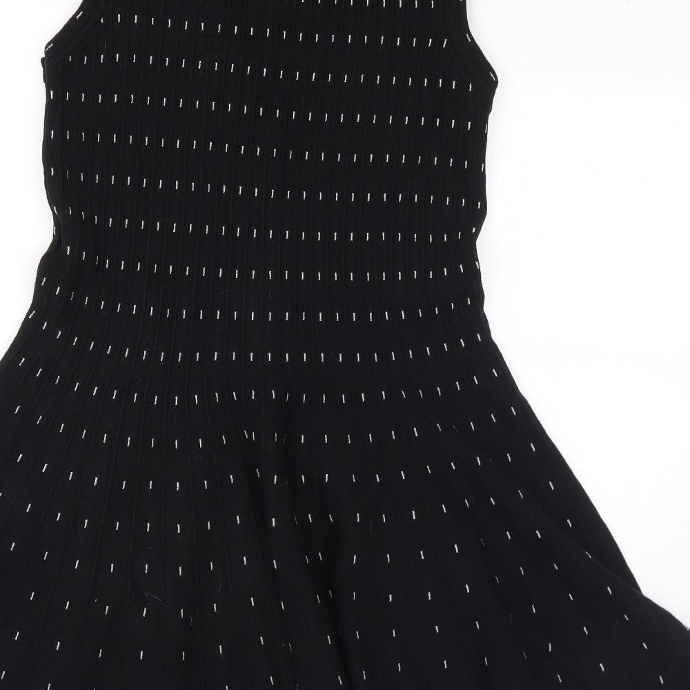 Lavand Womens Black Geometric Acrylic Jumper Dress Size S Scoop Neck