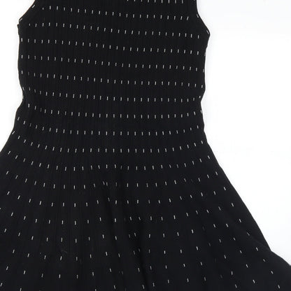 Lavand Womens Black Geometric Acrylic Jumper Dress Size S Scoop Neck