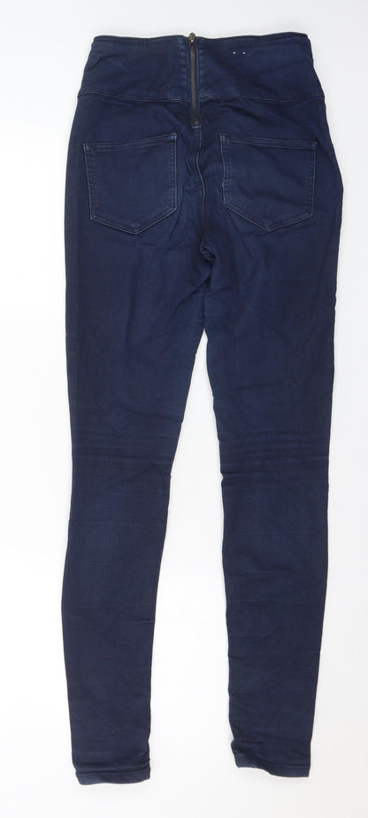 Pieces Womens Blue Cotton Skinny Jeans Size S L30 in Regular Button