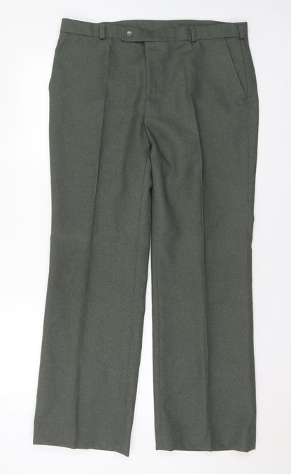 Mens UK Size 36 in Cavellair Regular Fit  Green Trousers