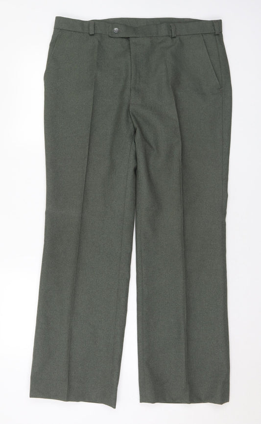 Mens UK Size 36 in Cavellair Regular Fit  Green Trousers