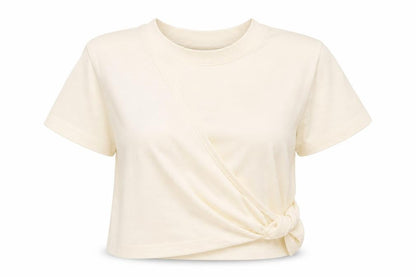 Missguided Womens Ivory Polyester Cropped T-Shirt Size 10 Crew Neck