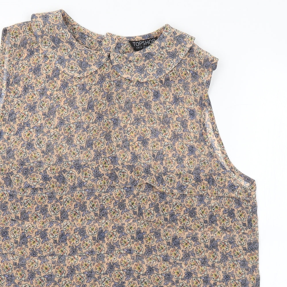 Womens UK Size 10 Topshop Multicoloured Basic Blouse