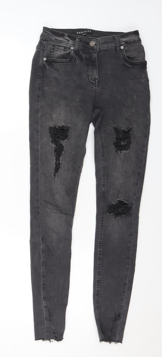 PARISIAN SIGNATURE Womens Black Cotton Skinny Jeans Size 6 L27 in Regular Button