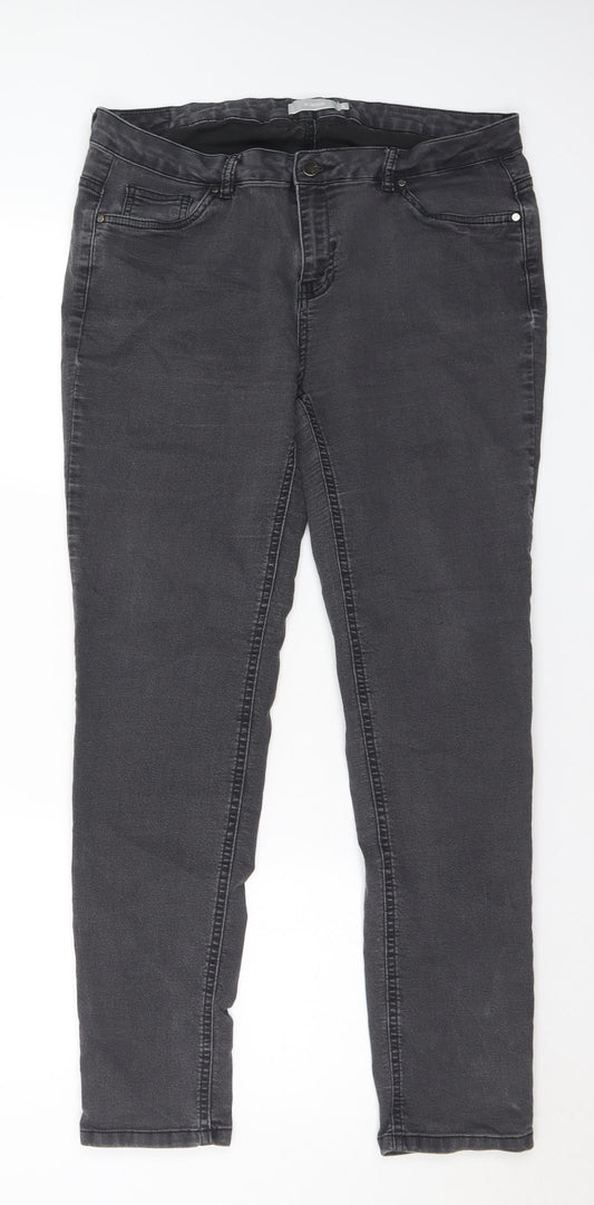 Fransa Womens Black Cotton Straight Jeans Size 12 L29 in Regular Button