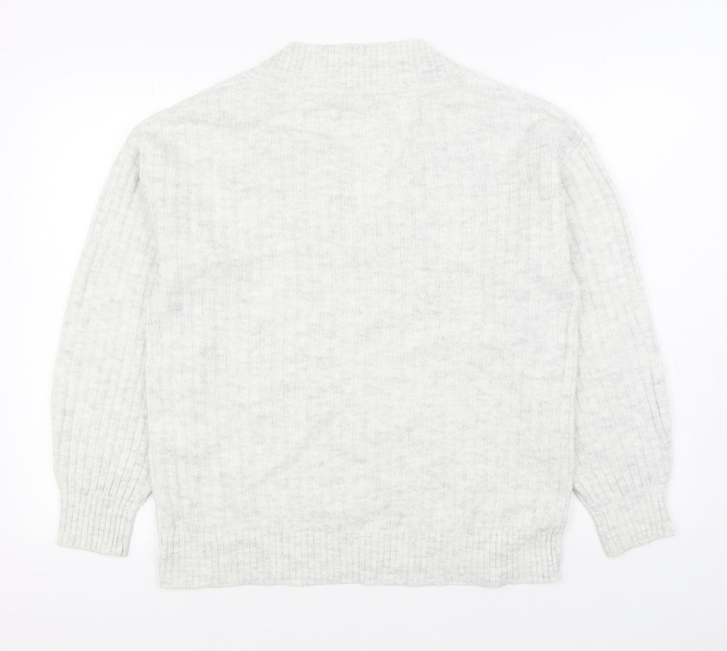 TU Womens White V-Neck Acrylic Pullover Jumper Size 10