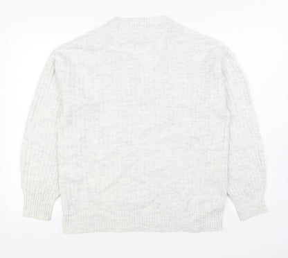 TU Womens White V-Neck Acrylic Pullover Jumper Size 10