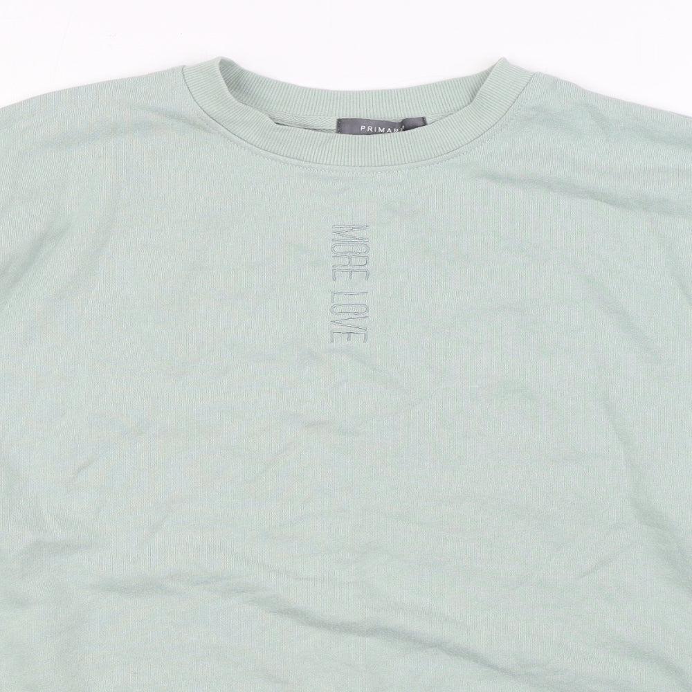 Primark Womens Green Cotton Pullover Sweatshirt Size M Pullover