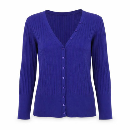 Country Casuals Womens Blue V-Neck Cotton Cardigan Jumper Size S