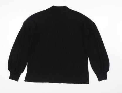 F&F Womens Black Round Neck Acrylic Pullover Jumper Size 12