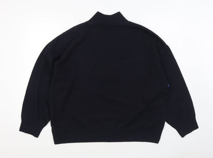 F&F Womens Blue Round Neck Striped Polyester Pullover Jumper Size 14