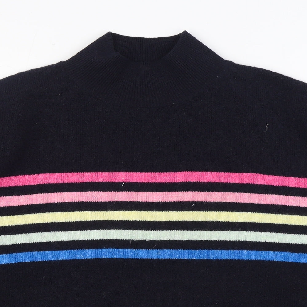 F&F Womens Blue Round Neck Striped Polyester Pullover Jumper Size 14