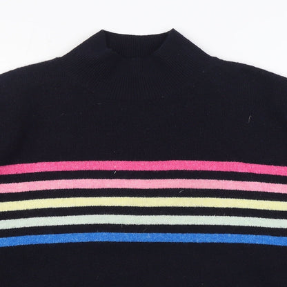 F&F Womens Blue Round Neck Striped Polyester Pullover Jumper Size 14